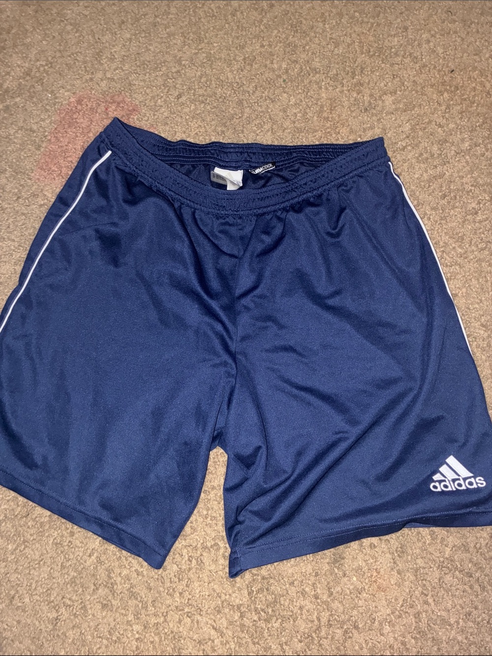 adidas Men's Dark Blue Athletic Shorts with White Trim